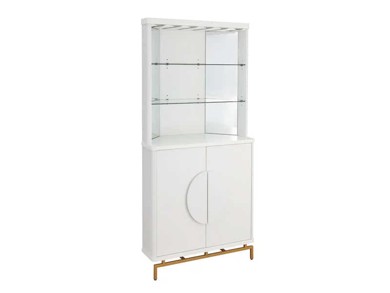 2-Door Corner Wine Cabinet - White