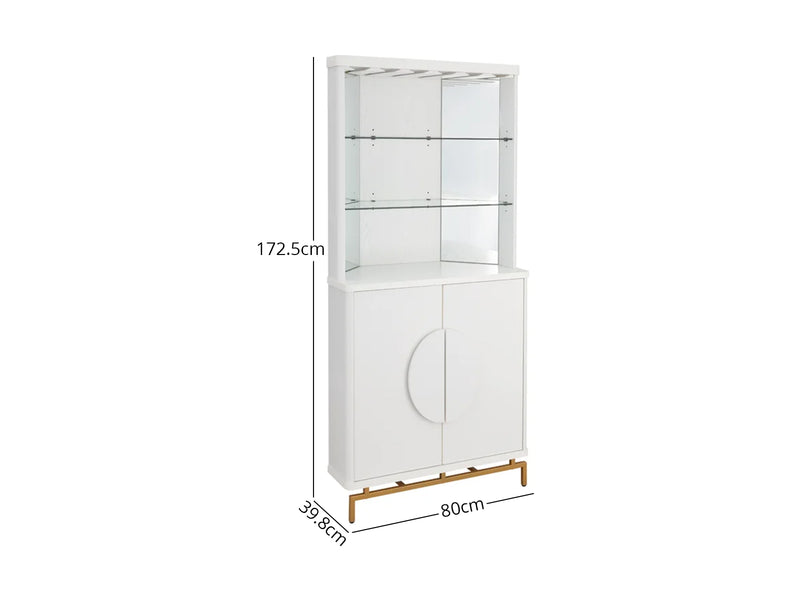 2-Door Corner Wine Cabinet - White