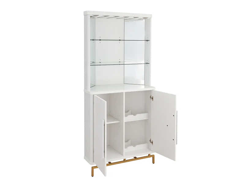 2-Door Corner Wine Cabinet - White