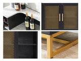 Black Wine Cabinet with Gold Mesh Door