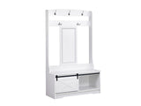 DS Transitional Hall Tree And Shoe Bench White