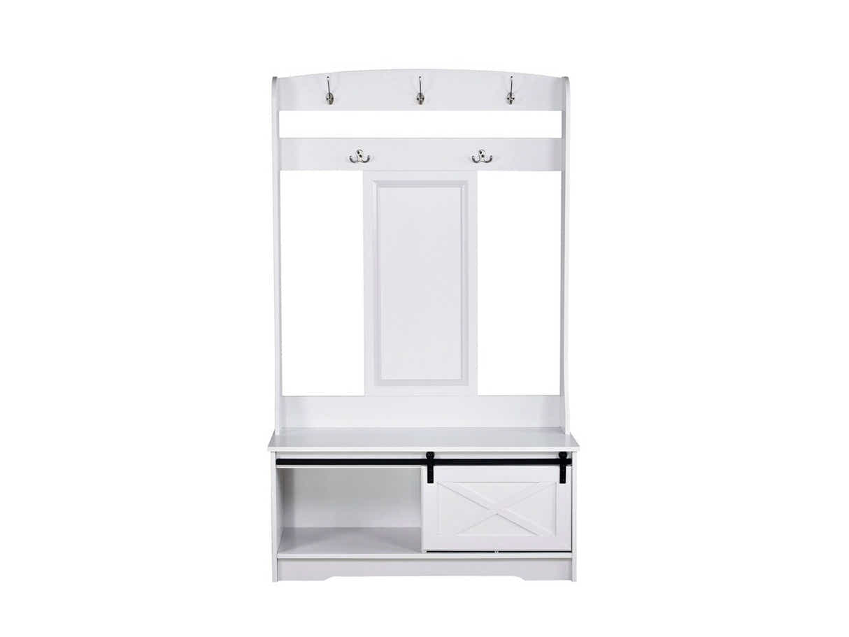 Transitional Hall Tree And Shoe Bench White