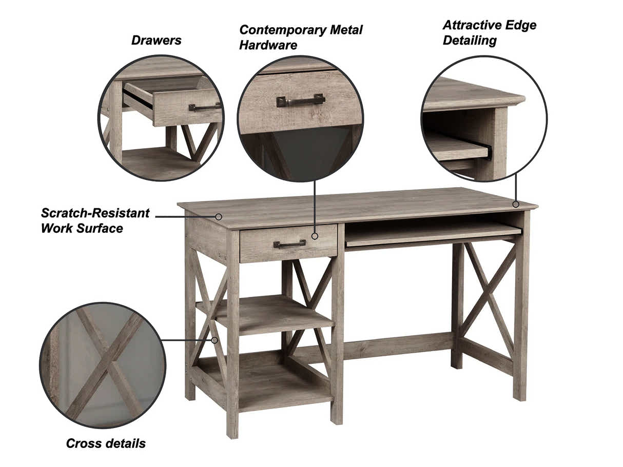 Writing Desk With Shelves Rustic Oak
