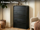 DS 5 Drawer Tallboy Black