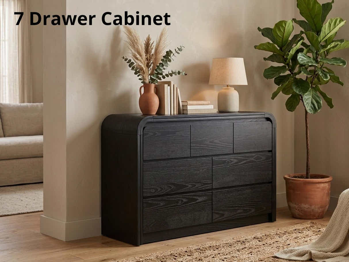 DS Kian 7-Drawer Cabinet - Black