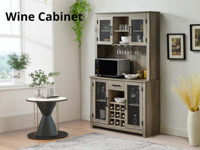 Grey Multifunctional Wine Cabinet