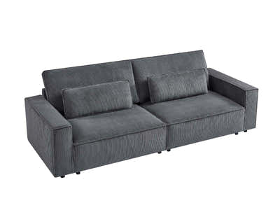 Modern Corduroy Sofa Grey