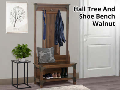 DS Hall Tree And Shoe Bench Walnut