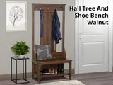 DS Hall Tree And Shoe Bench Walnut