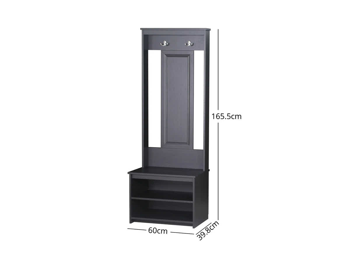 Hall Tree And Shoe Bench Antique Black