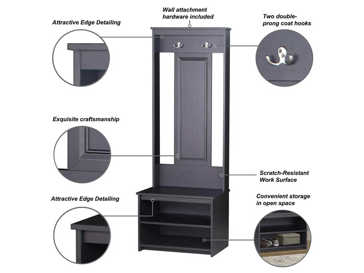 Hall Tree And Shoe Bench Antique Black