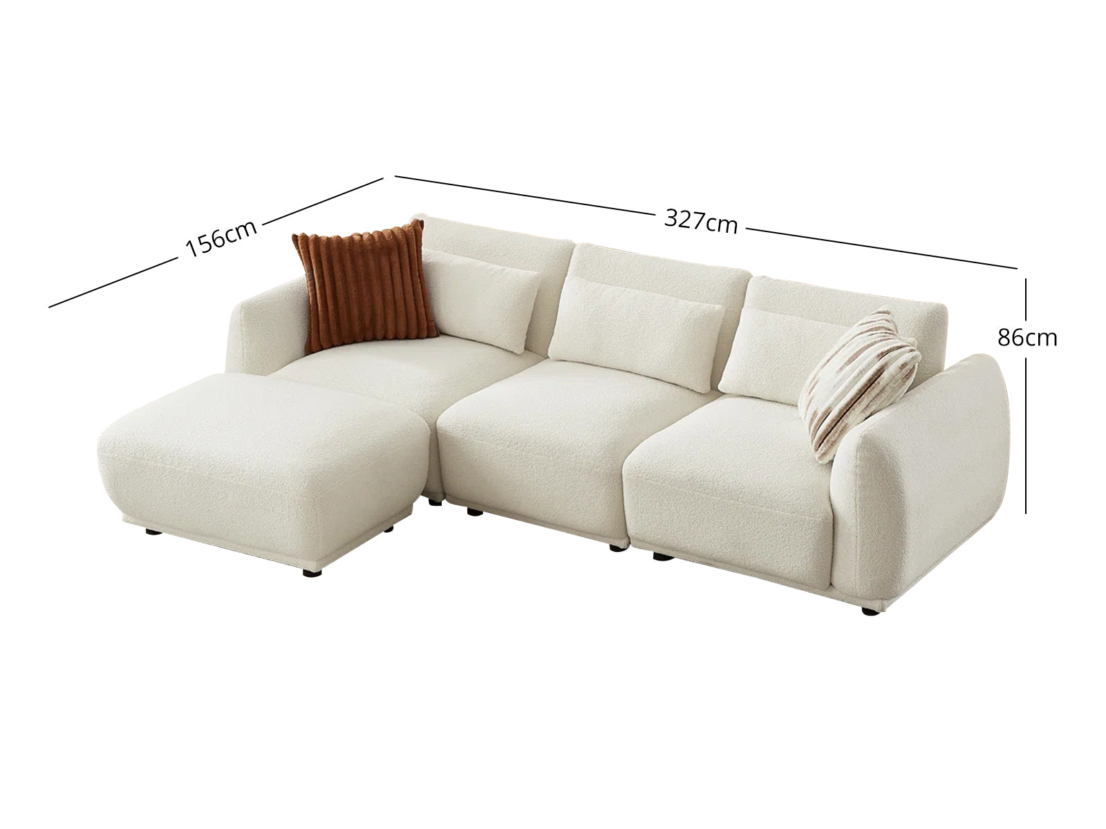 Modular Sofa Set with Ottoman - Beige