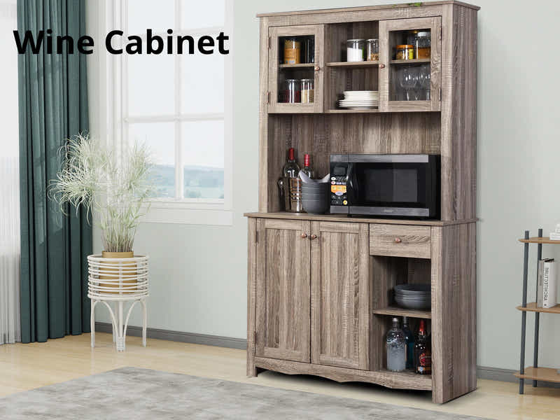 Grey Oak Kitchen Pantry Cabinet (Left)