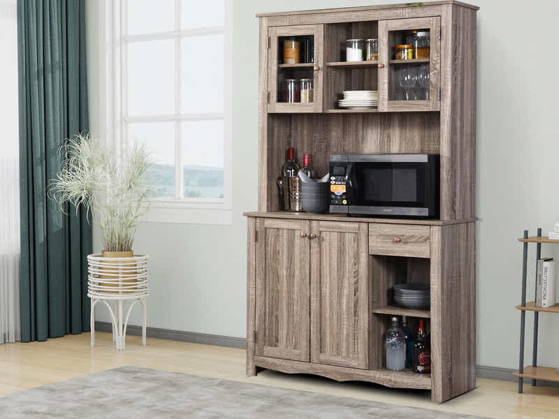 Grey Oak Kitchen Pantry Cabinet (Left)