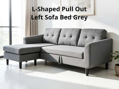DS L-Shaped Pull Out Left Sofa Bed Grey