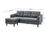 DS L-Shaped Pull Out Left Sofa Bed Grey