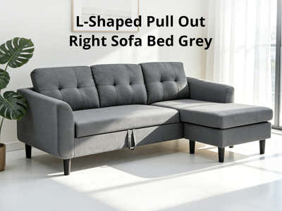 DS L-Shaped Pull Out Right Sofa Bed Grey