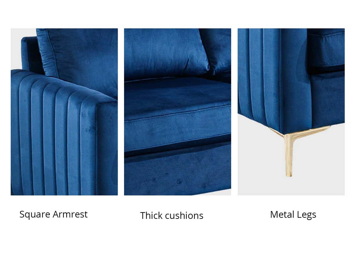 Velvet 3 Seater Sofa Navy Blue