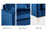 Velvet 3 Seater Sofa Navy Blue