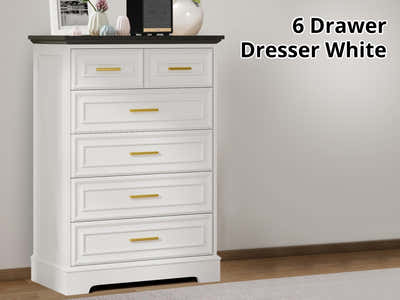 DS 6 Drawer Dresser White