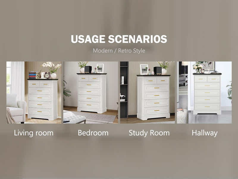 DS 6 Drawer Dresser White