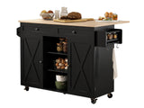 DS Rolling Kitchen Island With Drawers 015 Black