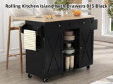DS Rolling Kitchen Island With Drawers 015 Black
