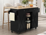 DS Rolling Kitchen Island With Drawers 015 Black