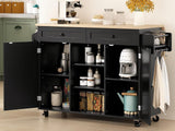 DS Rolling Kitchen Island With Drawers 015 Black