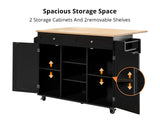 DS Rolling Kitchen Island With Drawers 015 Black