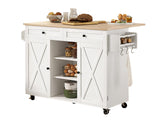 DS Rolling Kitchen Island With Drawers 015 White