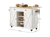 DS Rolling Kitchen Island With Drawers 015 White