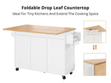 DS Rolling Kitchen Island With Drawers 015 White