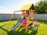 Wooden Swing with Slide Set  WS017 Wood Outdoor Play