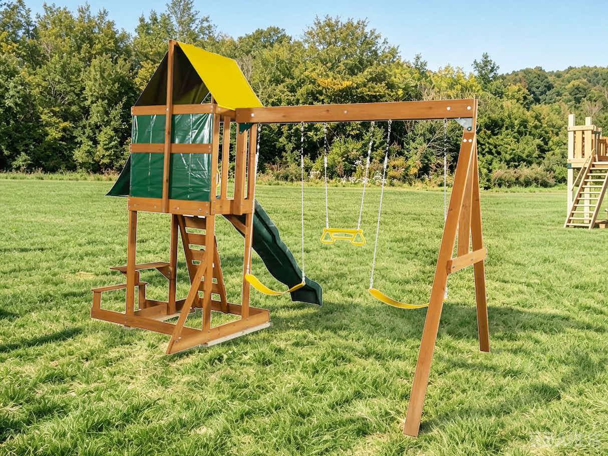 Wooden Swing with Slide Set WS210 wood Outdoor Play