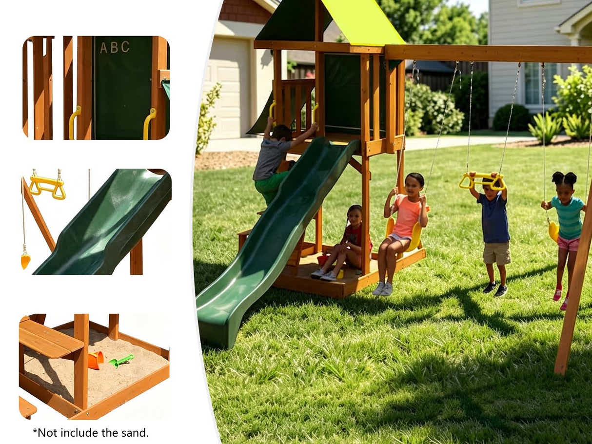 Wooden Swing with Slide Set WS210 wood Outdoor Play