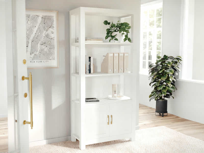 DS Bookcase with Storage Cabinet White