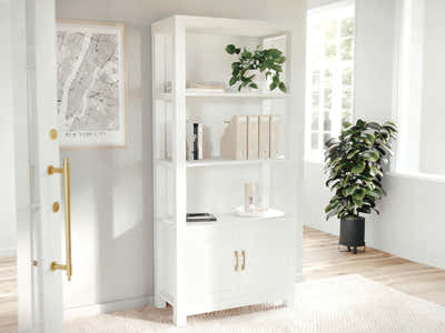 DS Bookcase with Storage Cabinet White