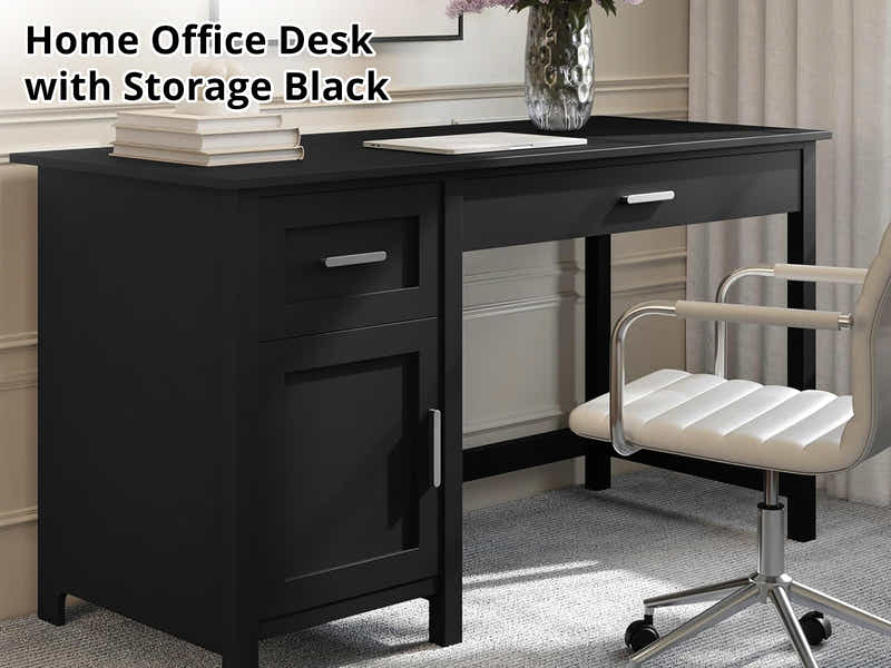 DS Home Office Desk with Storage Black