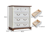 5-Drawer Chest - Antique White & Rustic Brown