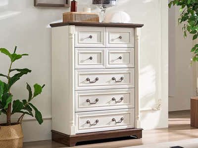 DS 7-Drawer Chest - Antique White & Rustic Brown