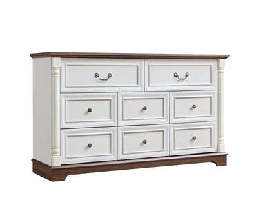 DS 8-Drawer Chest - Antique White & Rustic Brown