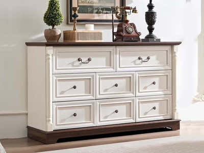 DS 8-Drawer Chest - Antique White & Rustic Brown