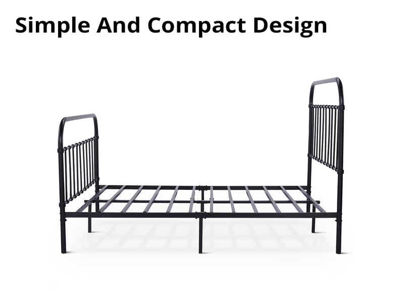 Darcy High Back Metal Bed Frame Black - Queen