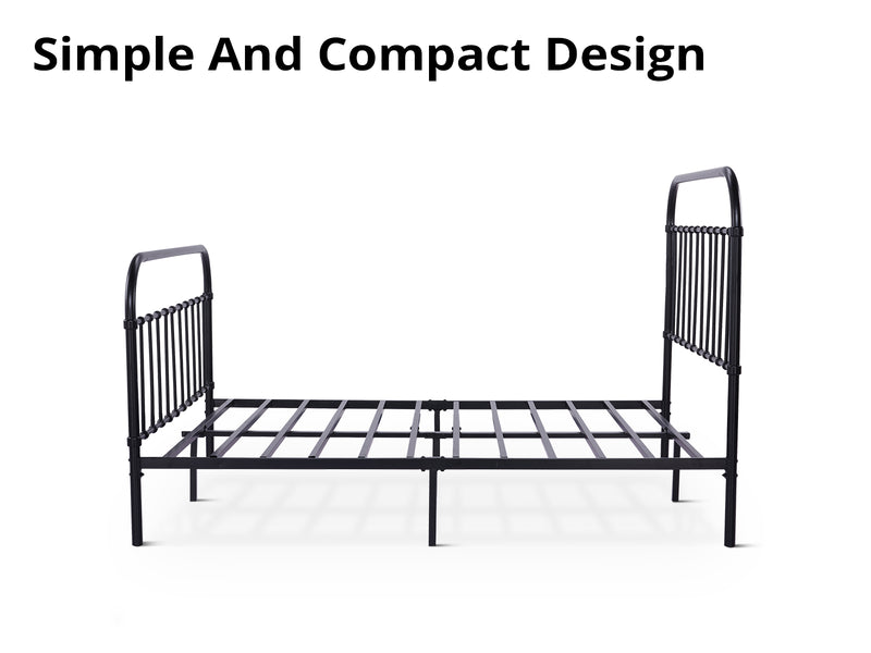 Darcy High Back Metal Bed Frame Black - Queen