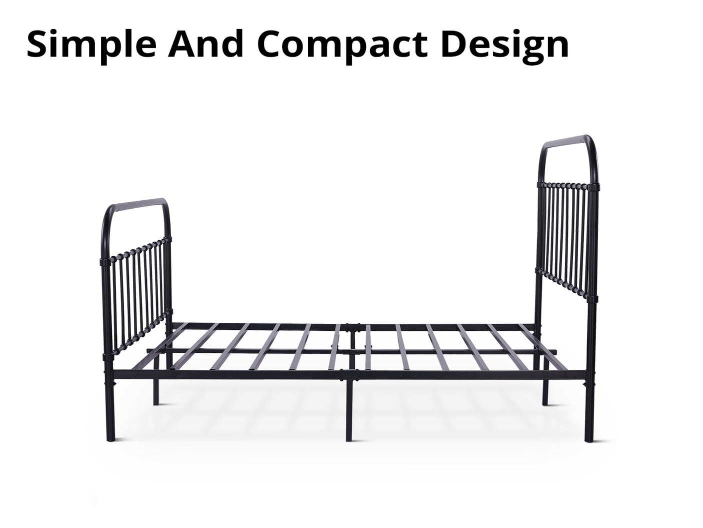 Darcy Double Bed Frame - High Back Metal Black