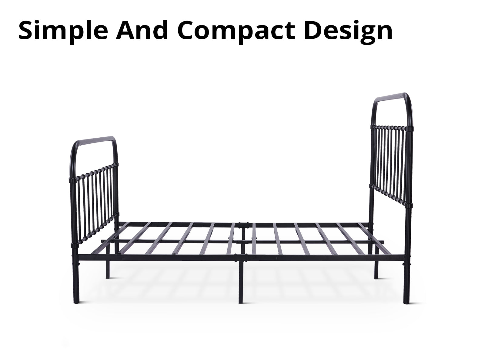 Darcy High Back Metal Bed Frame Black - Queen