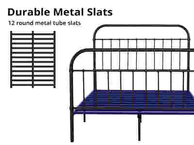 Darcy High Back Metal Bed Frame Black - King