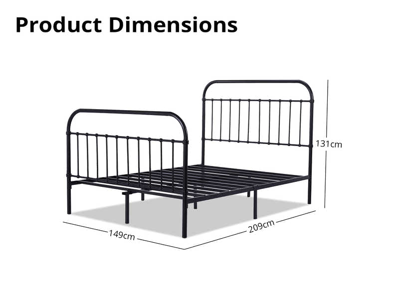 Darcy High Back Metal Bed Frame Black - Queen