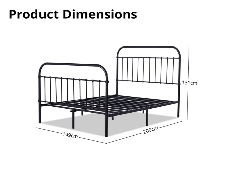 Darcy High Back Metal Bed Frame Black - Queen